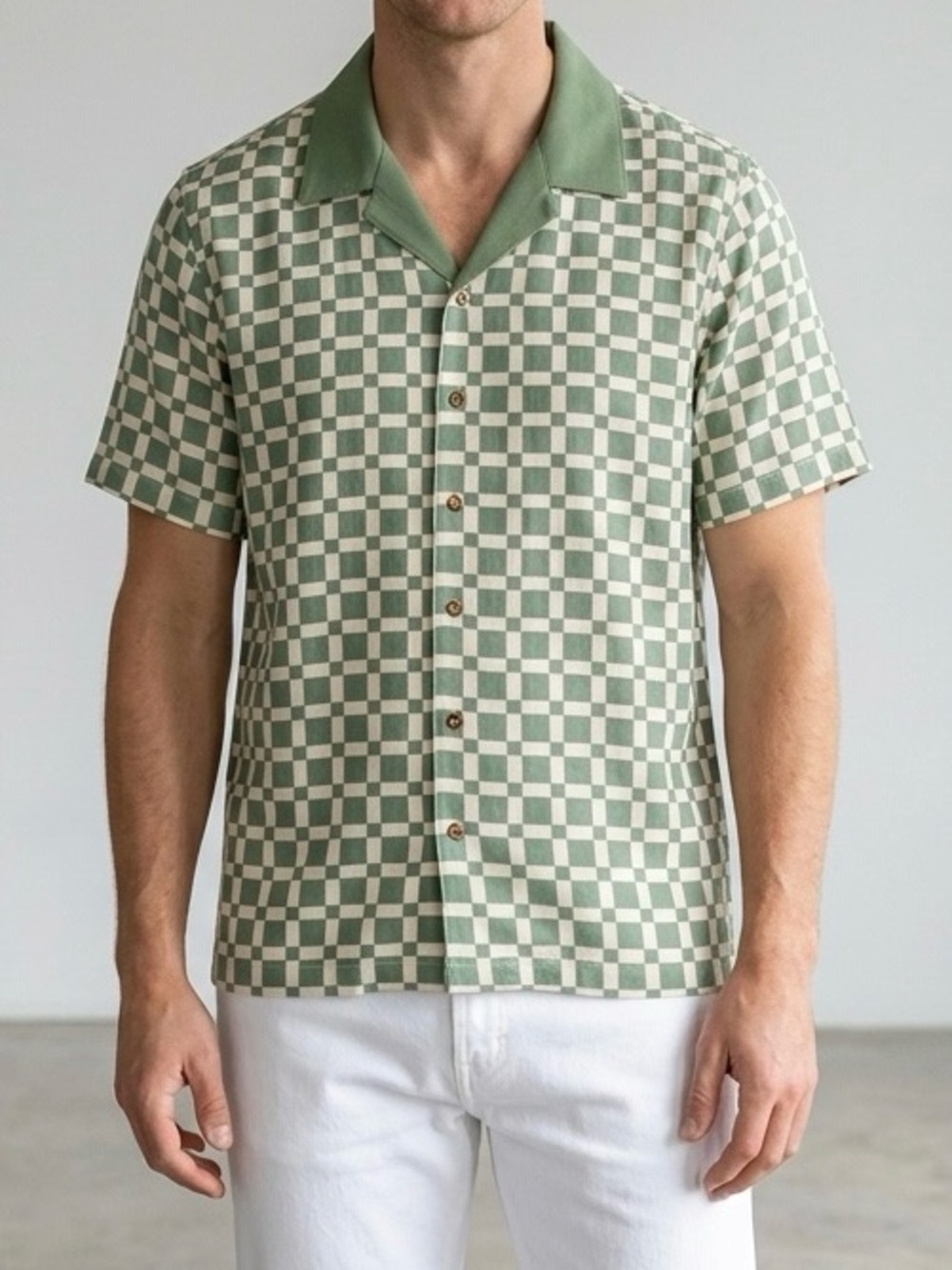 BOGEY BOYS by Macklemore, Tile Button Up Collar Shirt, Green/White, Size SM,NWOT